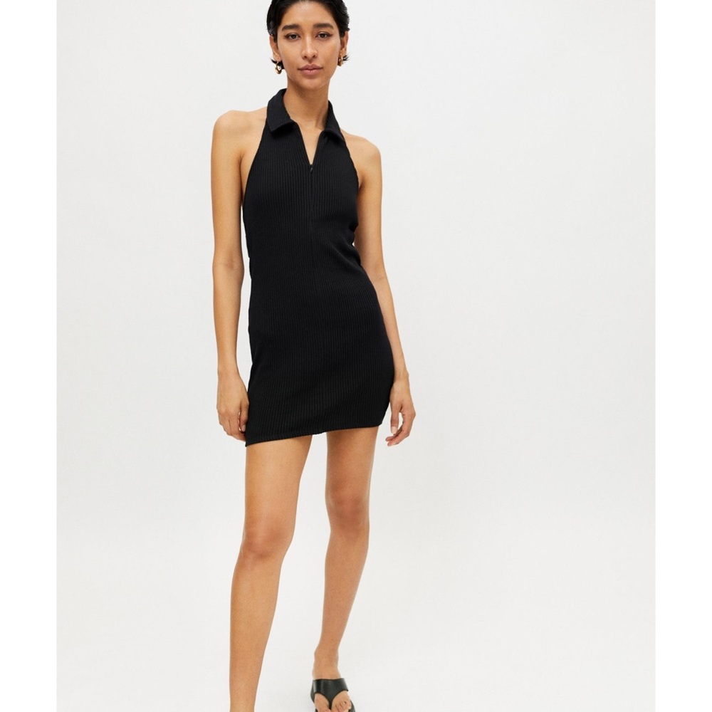 UO Ribbed Halter Mini Dress In Black - Picture 3 of 4